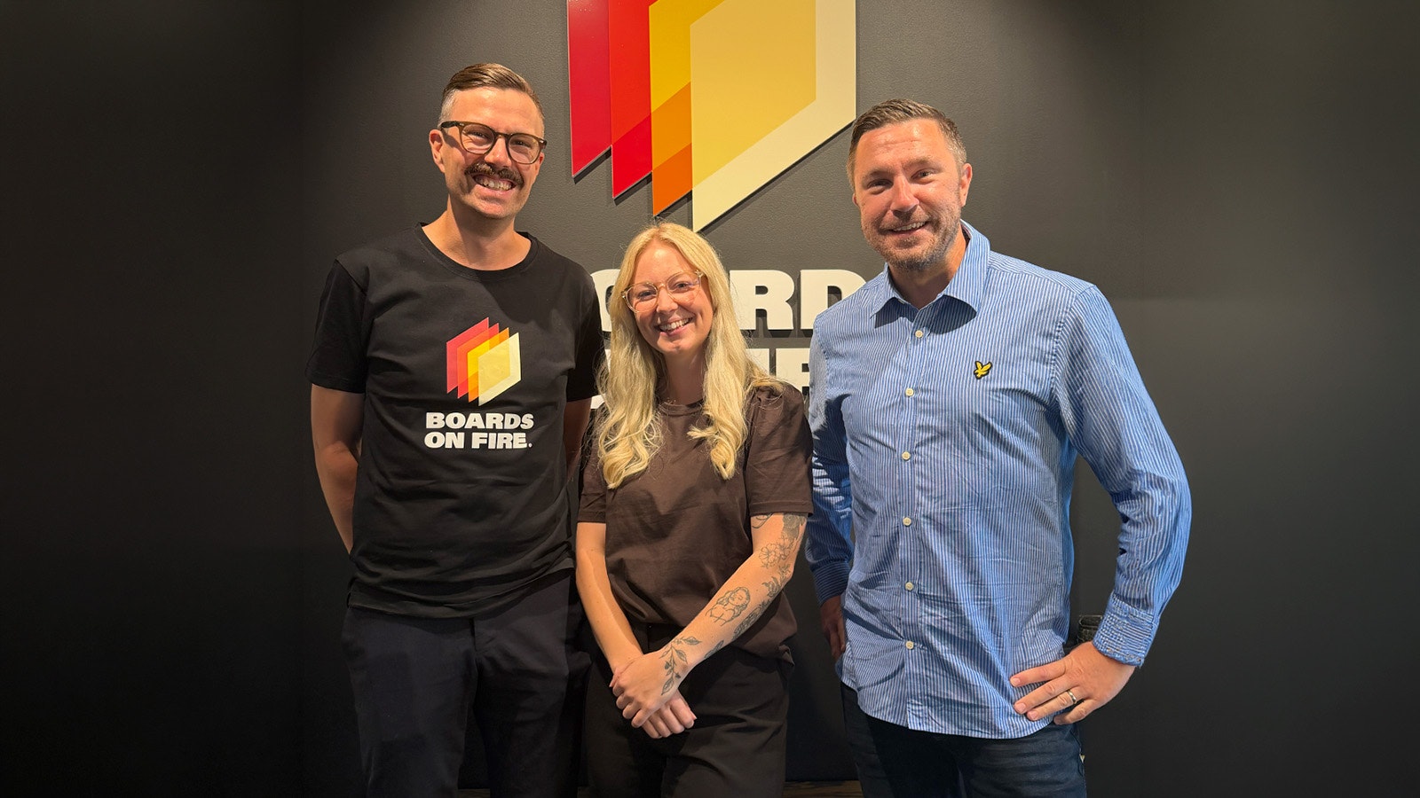 Johan Hägerhult, Tilda Nillsson och Johan Ohlsson Boards on Fire anställda