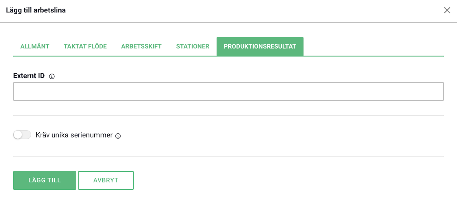Ny lina - produktionsresultat