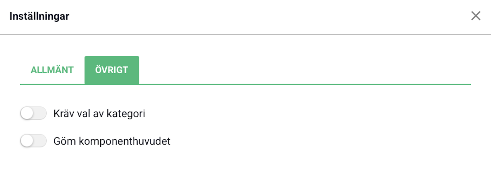 produktionsstörningar inställningar övrigt