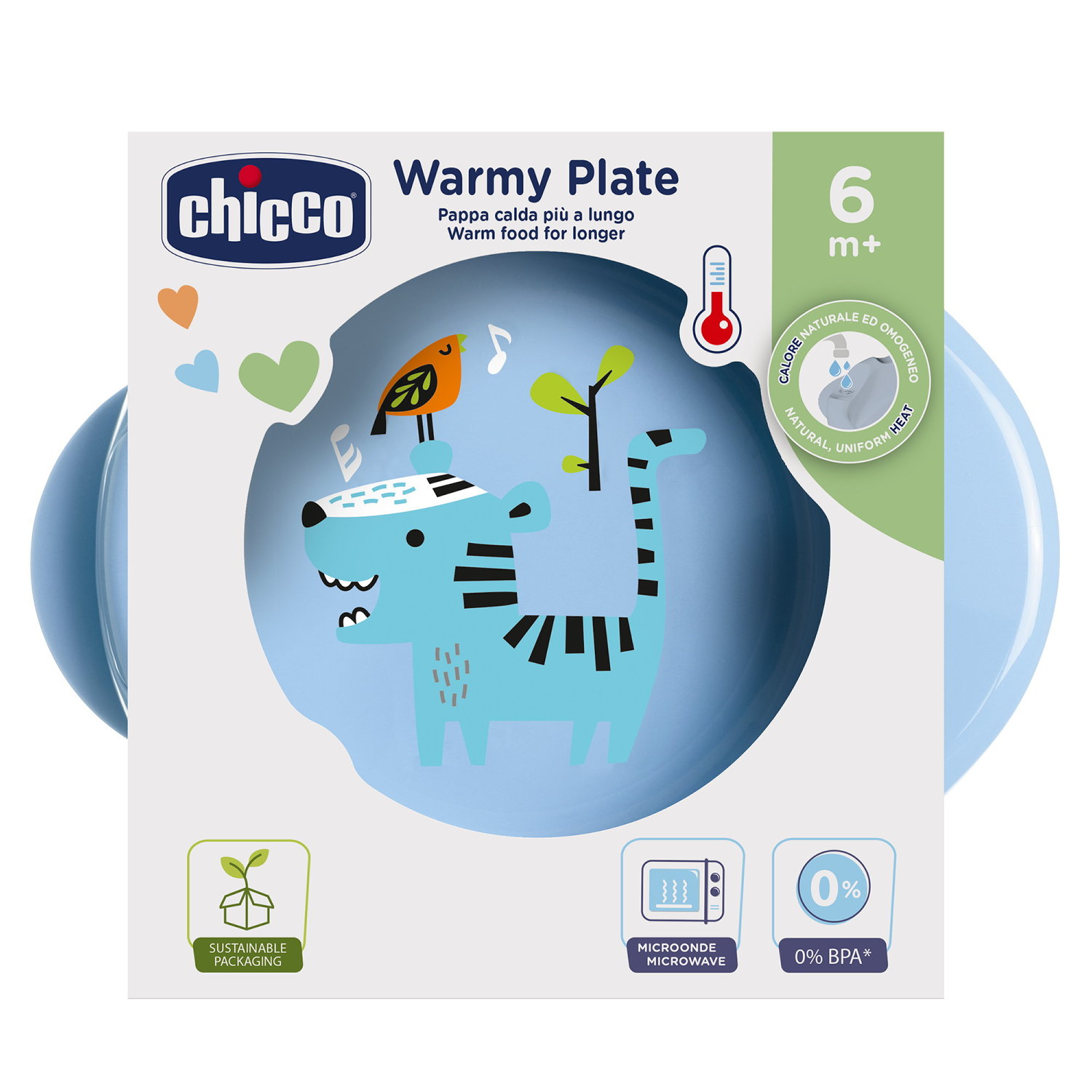 Chicco Piatto Pappa Calda 6M+ Azzurro