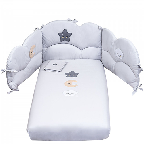 Picci Completo 3pz Piumotto Sfoderabile, Paracolpi e Federa per Letto Grigio