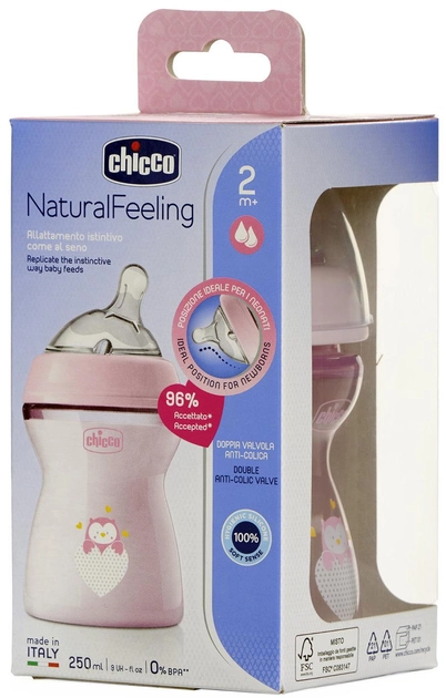 Chicco Biberon Natural Feeling 2m 250ml Flusso Medio