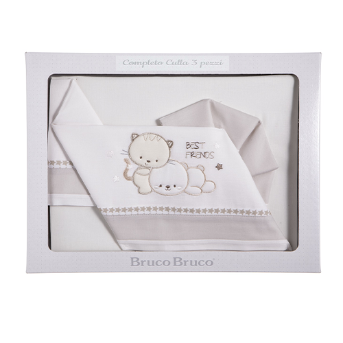BrucoBruco Set per Culla Completo 3pz Ricamo Best Friends