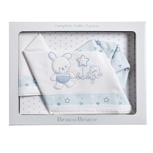 BrucoBruco Set per Culla Completo 3pz Stelline Azzurre