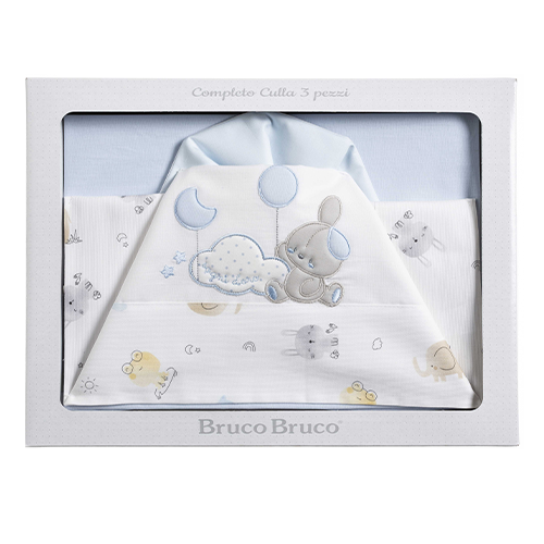 BrucoBruco Set per Culla Completo 3pz Ricamo Sogni d'oro