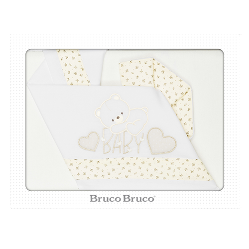 BrucoBruco Set per Culla Completo 3pz Ricamo Orsetto Giallo