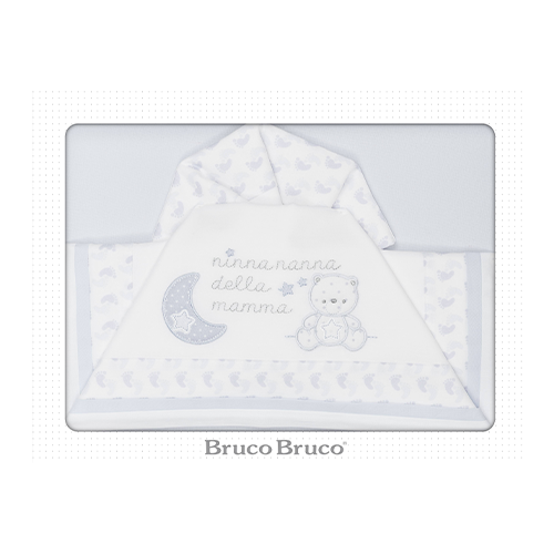 BrucoBruco Set per Culla Completo 3pz Ricamo Ninna Nanna