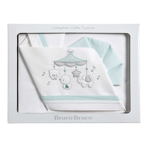 BrucoBruco Set per Culla Completo 3pz Giostra Verde Acqua