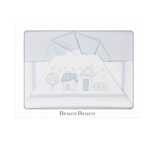 BrucoBruco Set per Letto Completo 3pz Ricamo Casette