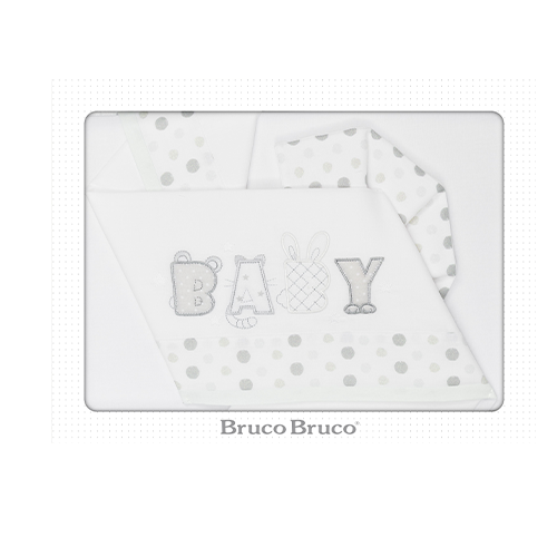 BrucoBruco Set per Letto Completo 3pz Ricamo Scritta Baby