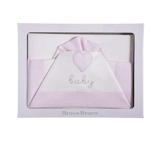 BrucoBruco Set per Letto Completo 3pz Ricamo Baby Cuore
