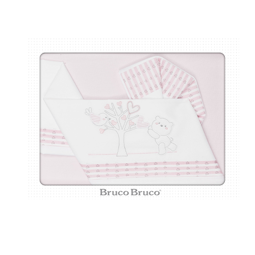 BrucoBruco Set per Letto Completo 3pz Albero Rosa