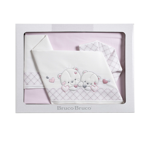 BrucoBruco Set per Letto Completo 3pz Orsetti Rosa