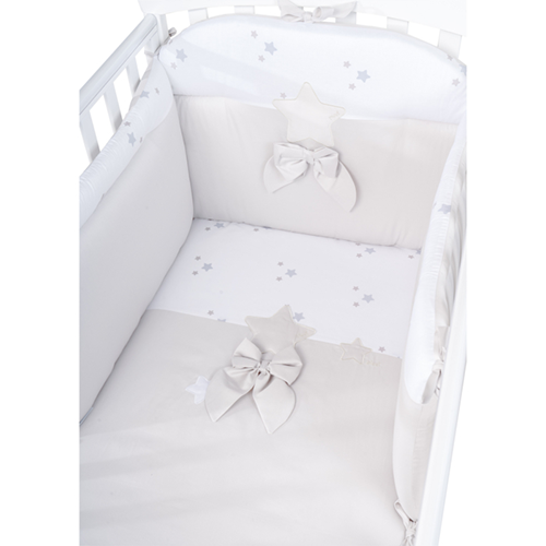 Picci Completo 3pz Piumotto Sfoderabile, Paracolpi e Federa per Letto Tortora