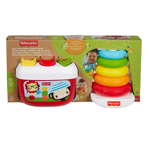 Fisher Price Eco Set Piramide 5 Anelli e Blocchi Assortiti