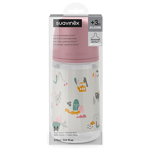 Suavinex Walk in The Park Biberon Silicone 270ml Rosa