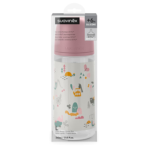 Suavinex Walk in The Park Biberon Silicone 360ml Rosa