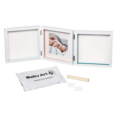 Baby Art Cornice Doppia Portafoto con 2 Kit Impronte
