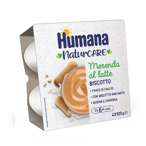 Humana Merenda al Latte Biscotto 4x100gr