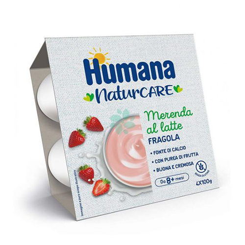 Humana Merenda al Latte Fragola 4x100gr