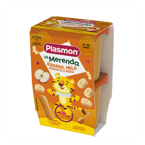 Plasmon Merenda Banana-Mela-Biscotto-Miele 2x120gr