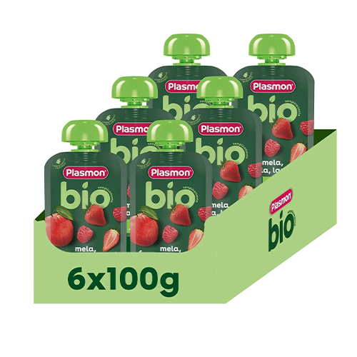 Plasmon Bio Pouch Mela-Fragola-Lampone 6x100gr