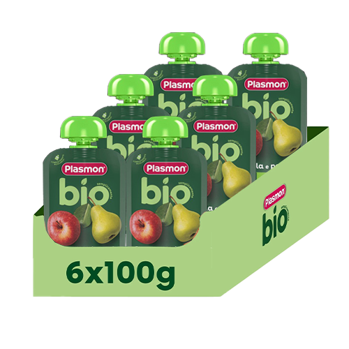 Plasmon Bio Pouch Mela-Pera 6x100gr