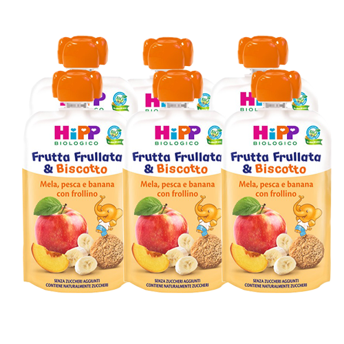 Hipp Frutta Frullata & Biscotto Mela-Pesca-Banana con Frollino 6x90g