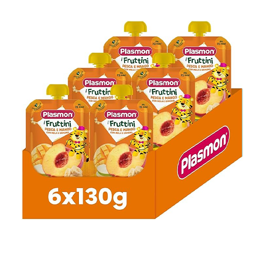 Plasmon i Fruttini pesca, Mango, Mela e Banana 6x130g