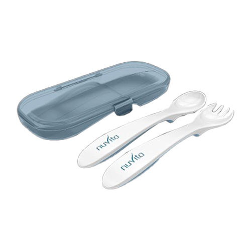 Nuvita Posate da Viaggio con Custodia Blu