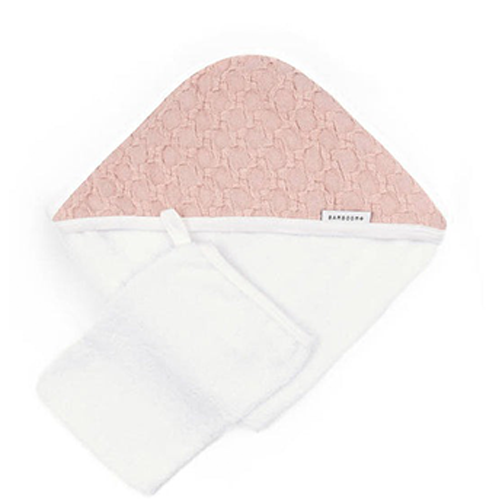 Bamboom Asciugamano con Cappuccio + Guanto Honey Nude Pink