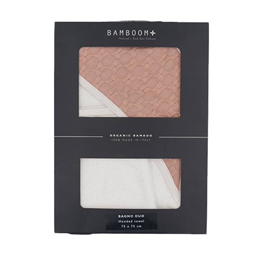Bamboom Asciugamano con Cappuccio + Guanto Honey Nude Pink