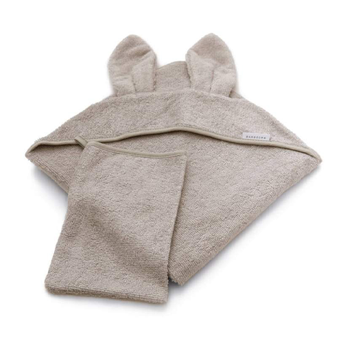 Bamboom Asciugamano con Cappuccio + Guanto Spugna Cammello