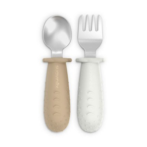 Suavinex Essence Set Posate Evolutive Acciaio Inox Beige