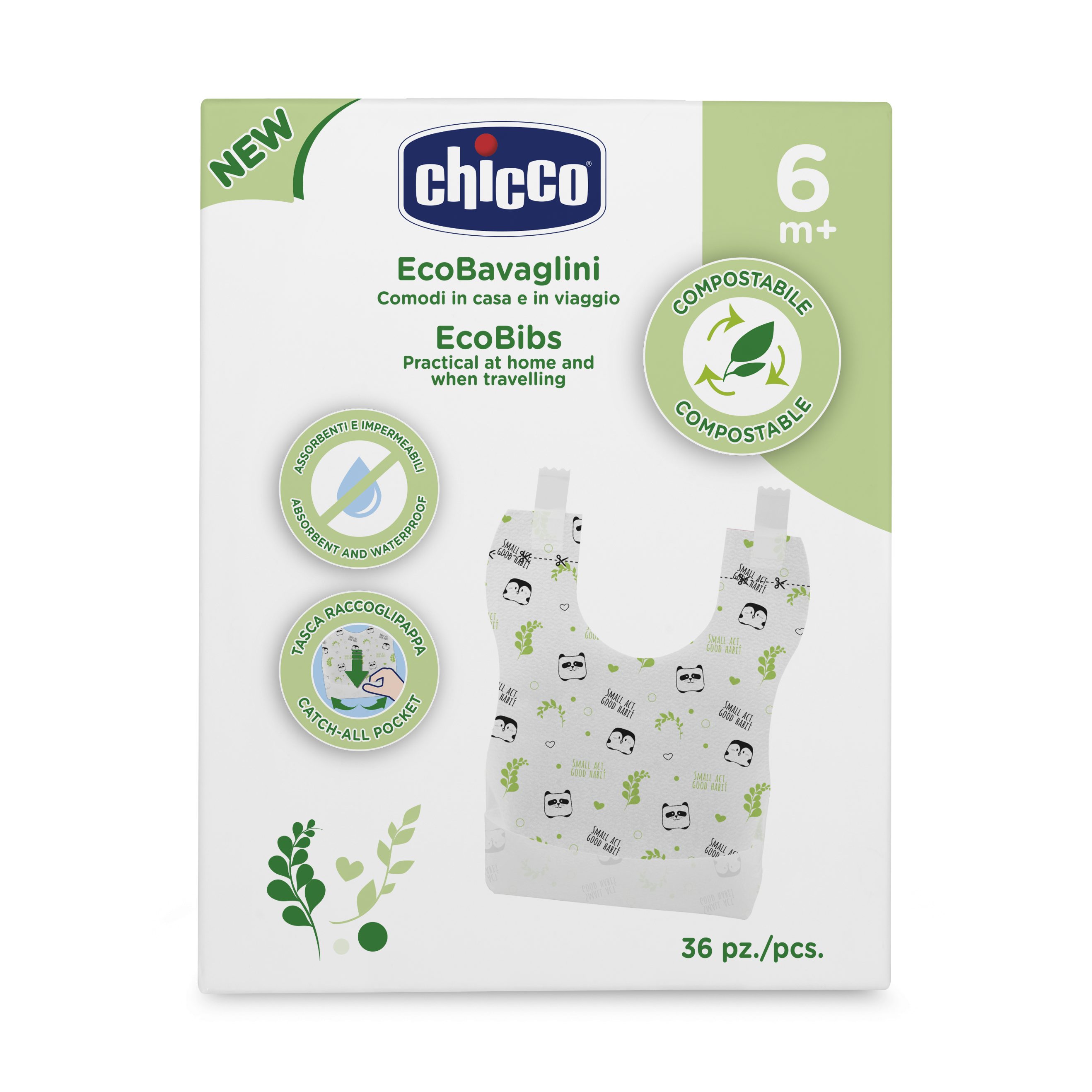 Chicco Bavaglini Monouso Compost 36 Pz