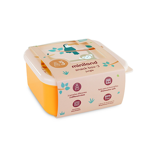 Miniland Snackbox per Alimenti 3 pz Jungle