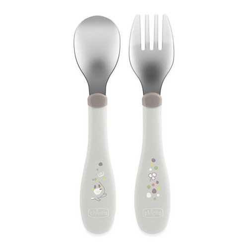 Chicco Posate in Acciaio Inox 18m+ Grigie