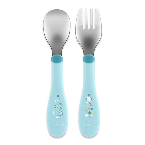 Chicco Posate in Acciaio Inox 18m+ Azzurre