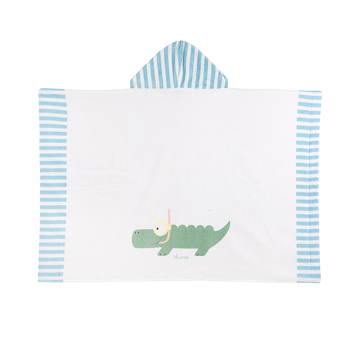 Chicco Telo in Spugna con Cappuccio Coccodrillo Blu