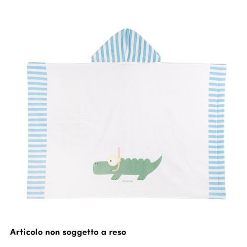 Chicco Telo in Spugna con Cappuccio Coccodrillo Blu