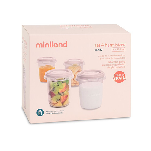 Miniland Set 4 Contenitori 250ml Rosa