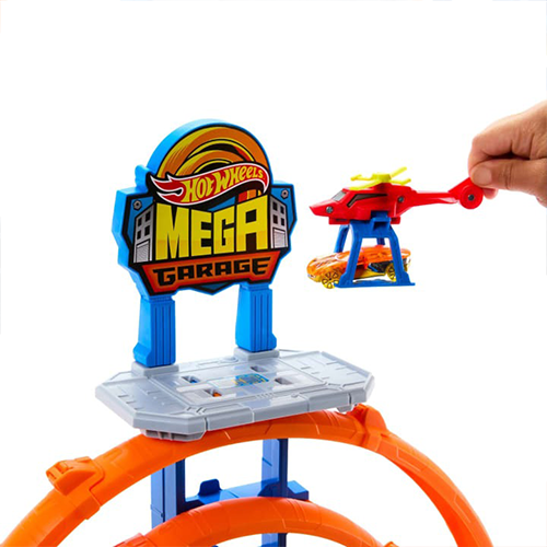 Hot Wheels Garage Mega Loop con 1 Macchinina e 1 Elicottero