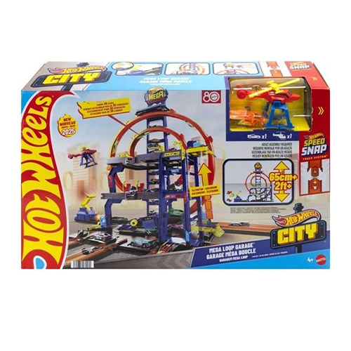 Hot Wheels Garage Mega Loop con 1 Macchinina e 1 Elicottero