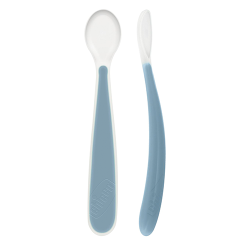 Chicco Cucchiaio in Morbido Silicone 6m+ Bipack Azzurro