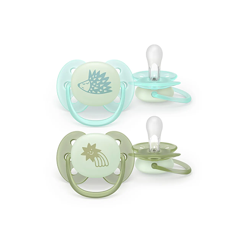 Philips Avent 2x Succhietti Ultra Soft Notte 0-6m Fluorescenti Riccio-Cometa Philips Avent 2x Succhietti Ultra Soft Notte 0-6m Fluorescenti Riccio-Cometa