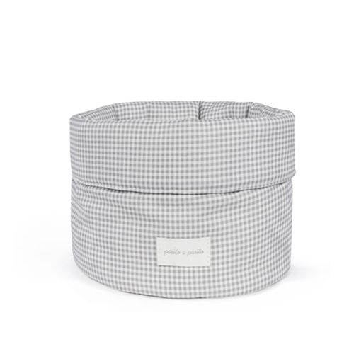 Pasito a Pasito Cestino Organizer Little Bloom Vichy Grigio