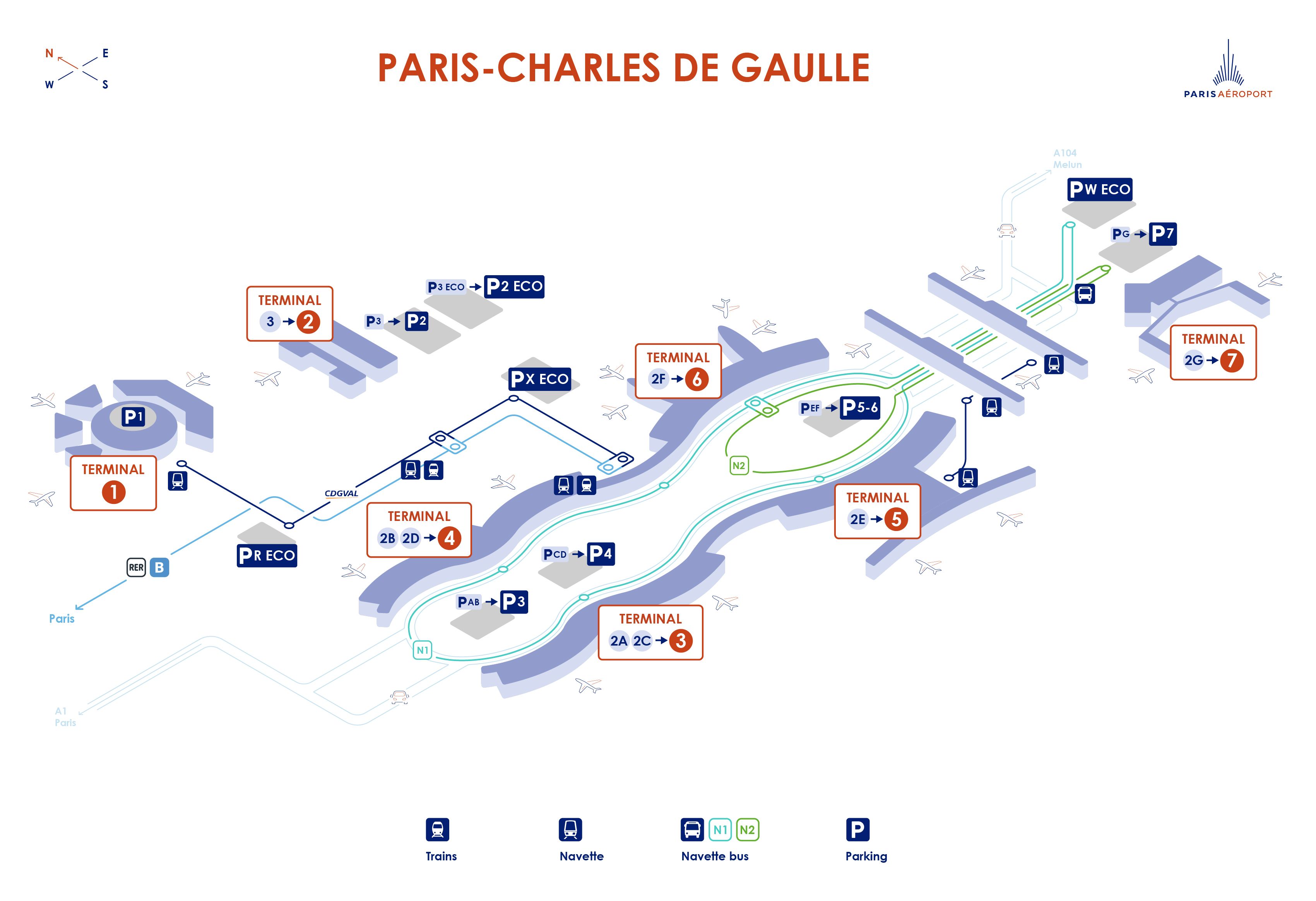 Plan général de l'aéroport Paris-Charles de Gaulle