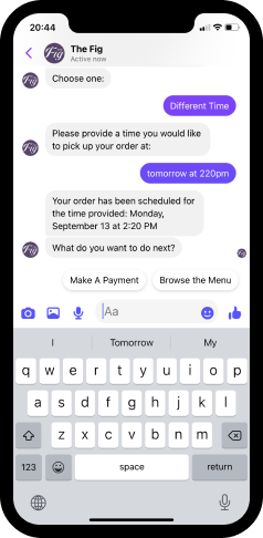 an example of the fig chatbot processing a user message through an artificial intelligence