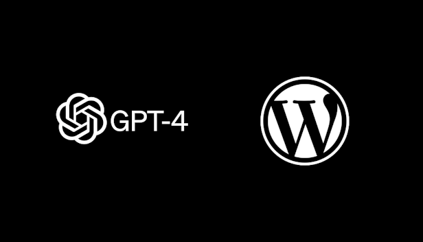 GPT-4 logo and WordPress logo, symbolizing their integration in our plugin