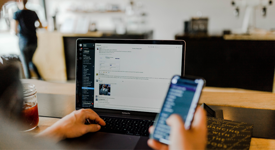 Colleagues collaborating using ChatGPT integrated in their Slack workspace.